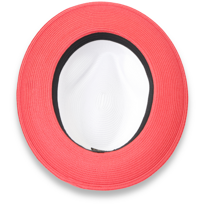 Tapa Crushable Straw Hat Fedora in Two Tone Red-White by Ferrecci USA