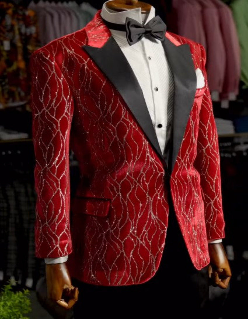 Mardi Gras Tuxeod Dinner Jacket in Green - White - Black - Purple - Red and Gold by USA Men's Outlet