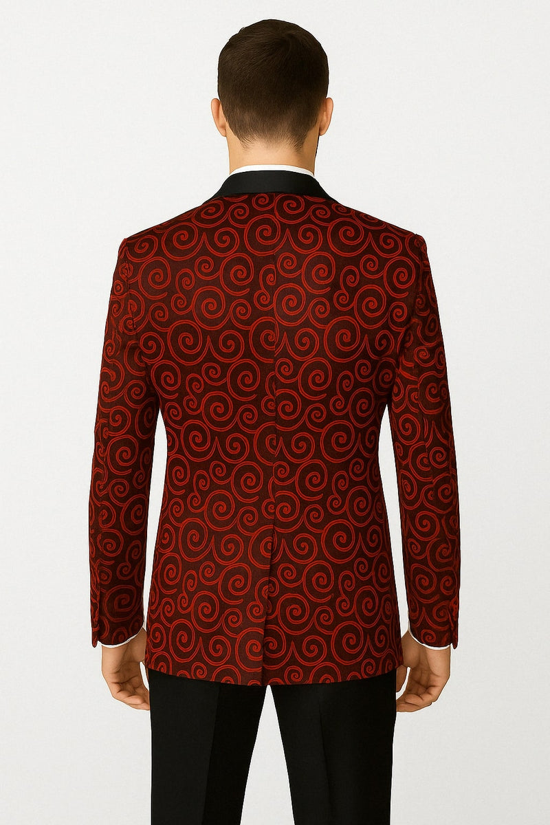 Red and Tuxedo Black Suit – Mens Formal Blazer with Satin Shawl Lapel