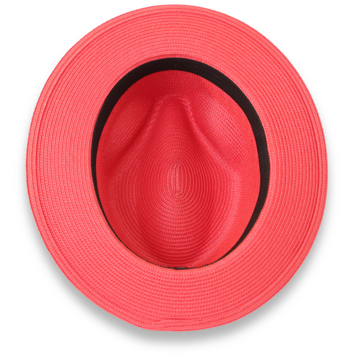 Tapa Crushable Straw Hat Fedora in Red by Ferrecci USA