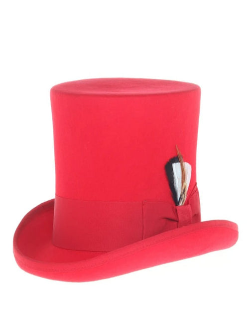 Victorian Steampunk Top Hat - 1800 19th Century - Dressy Loden Felt Top Red Hat USA Men's Outlet