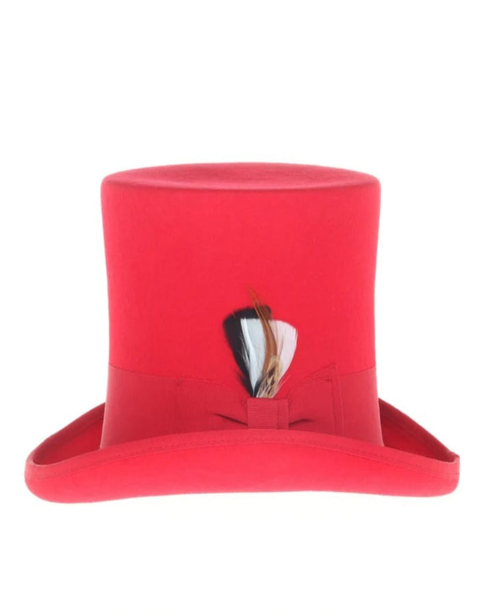 Victorian Steampunk Top Hat - 1800 19th Century - Dressy Loden Felt Top Red Hat USA Men's Outlet