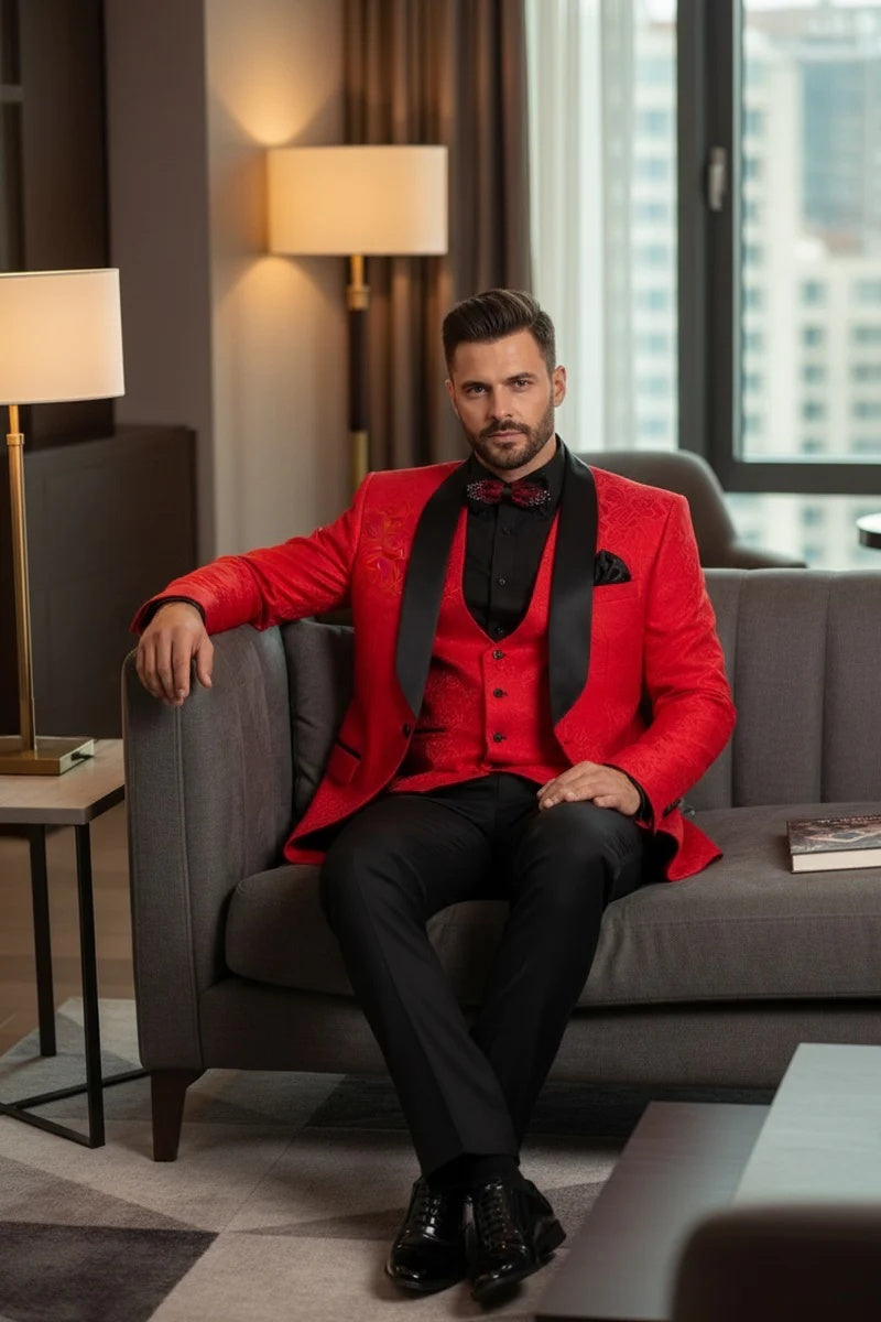 Red Vinci 1-Button Shawl Tuxedo