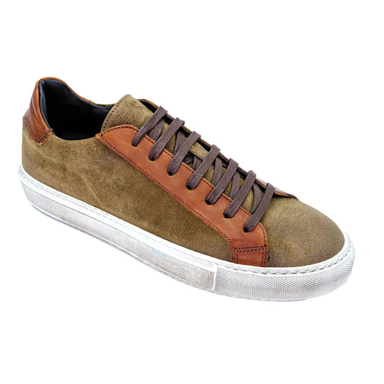 Men's Belvedere Rino Waxed Suede Dress Sneaker in Cognac – SuitUSA