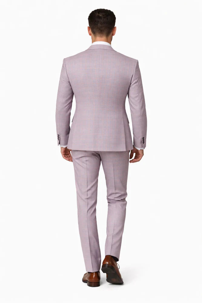 Rossiman Sharkskin Gray Plaid Suit - Double-Breasted Windowpane Suit for Men - Italian Tailored Elegance by USA Men's Outlet