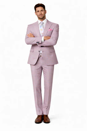 Rossiman Sharkskin Gray Plaid Suit - Double-Breasted Windowpane Suit for Men - Italian Tailored Elegance by USA Men's Outlet
