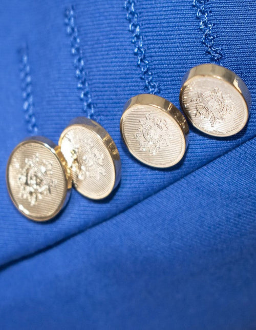 Royal Blue 3-Piece Slim-Fit Suit with Gold Buttons