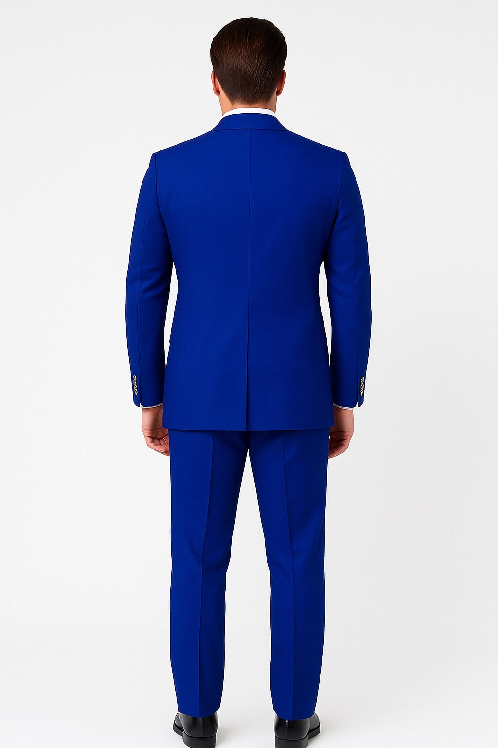 Mens Royal Blue Double-Breasted Suit with Gold Buttons – Slim Fit Formal 2-Piece Set