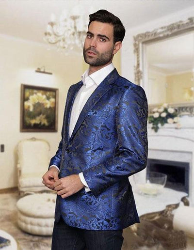 Cheap Priced Casual Royal Blue Blazer Pattenred Jacket For Men's mensusa
