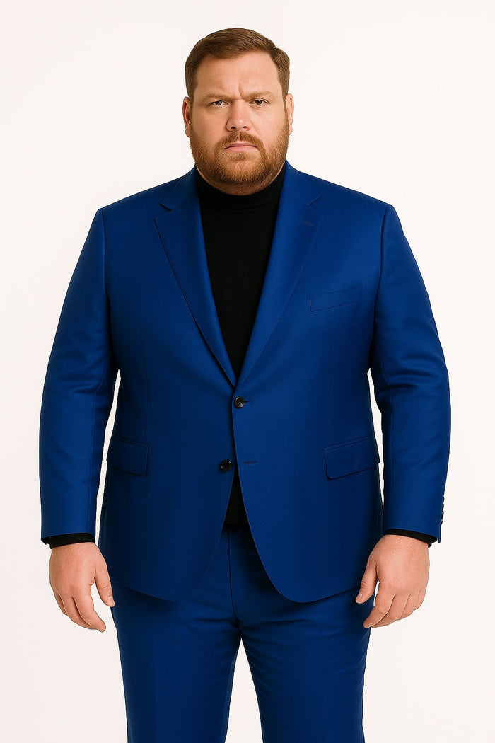 Men's Royal Blue Shiny Satin Suit - 2-Piece Slim Fit Tuxedo with Peak Lapel by USA Men's Outlet