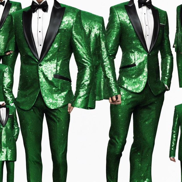 Sequin Suit - Shiny Suit - Emerald Green Suit - Metallic Fabric - Stage Tuxedo - Groom Suit Jacket + Pants by PROMTUXEDO
