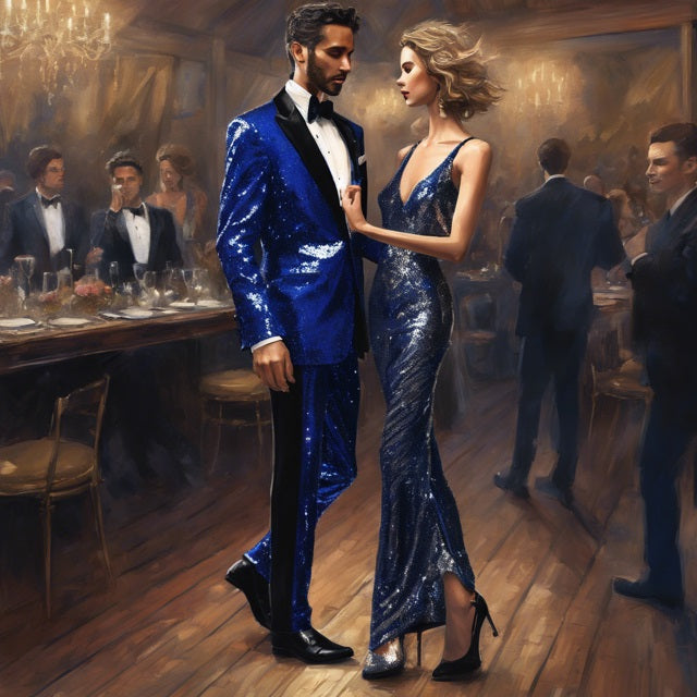 Sequin Suit - Shiny Suit - Royal Suit - Metallic Fabric - Stage Tuxedo - Groom Suit Jacket + Pants by PROMTUXEDO