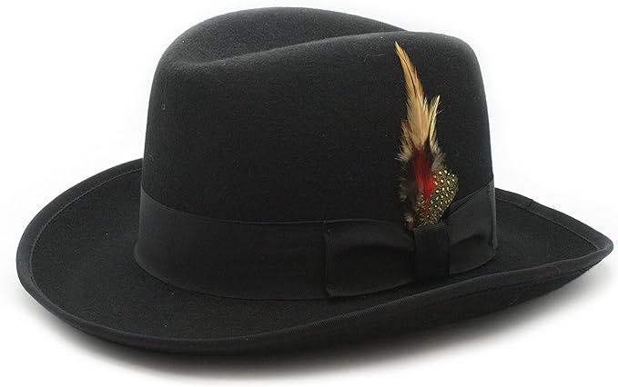 Premium Godfather Hat - Homburg Hat - Men's Homburg Black by USA Men's Outlet