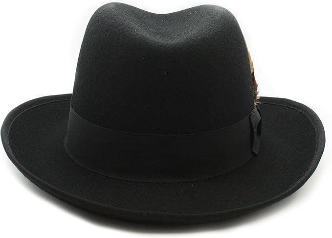 Premium Godfather Hat - Homburg Hat - Men's Homburg Black by USA Men's Outlet