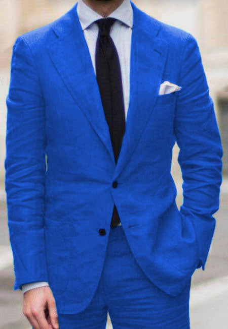 Royal Blue Linen Suit - Royal Blue Linen Suit - Royal Blue Tiffany Color by USA Men's Outlet