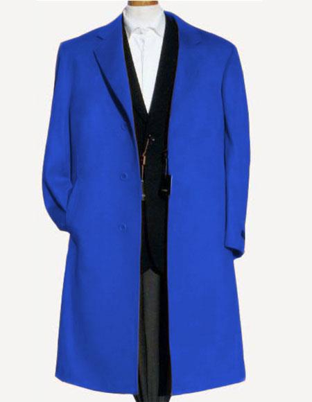 Men's Dress Coat Soft Finest Grade Royal Blue Overcoat ~ Long Men's Dress Topcoat - Winter Coat USA Men's Outlet