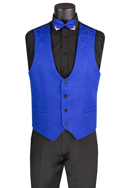 Mens 80s Prom Suit Perfect Outfit - Men's Slim Fit Vested Paisley Wedding Royal Blue Tuxedo