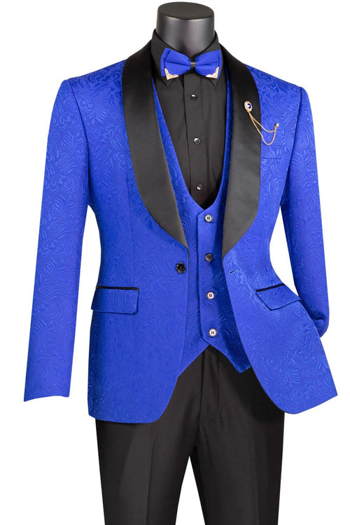 Royal Blue Vinci 1-Button Shawl Tuxedo
