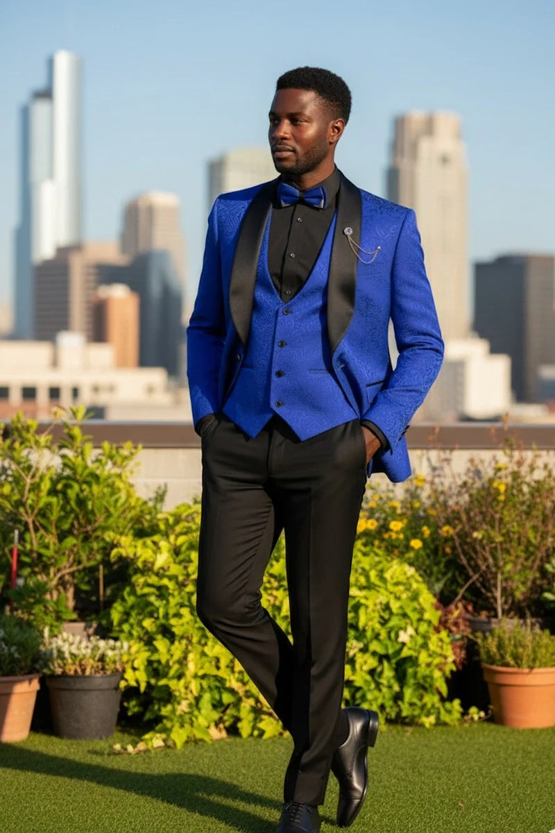Royal Blue Vinci 1-Button Shawl Tuxedo