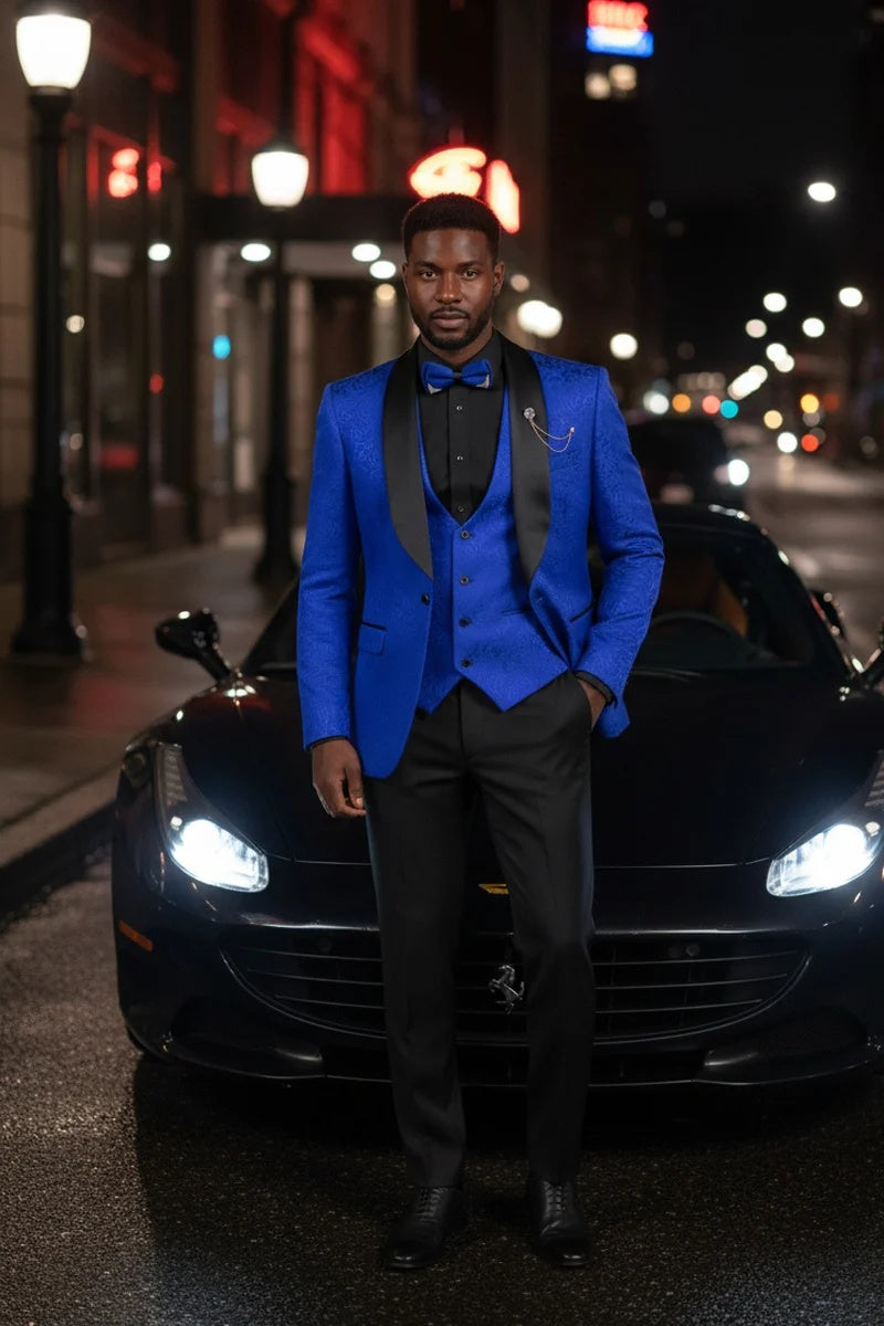 Royal Blue Vinci 1-Button Shawl Tuxedo