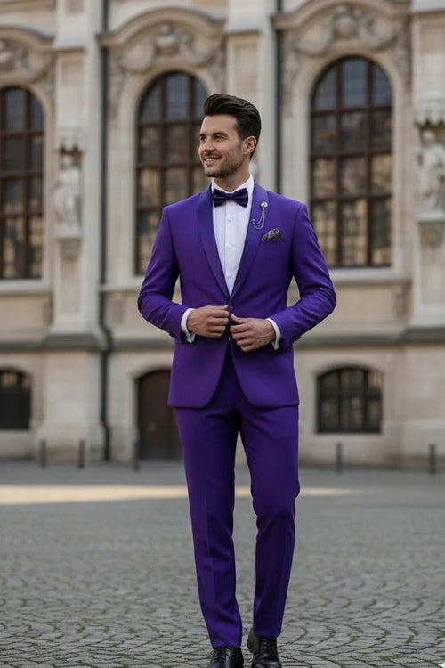 Royal Purple 1-Button Shawl Tuxedo
