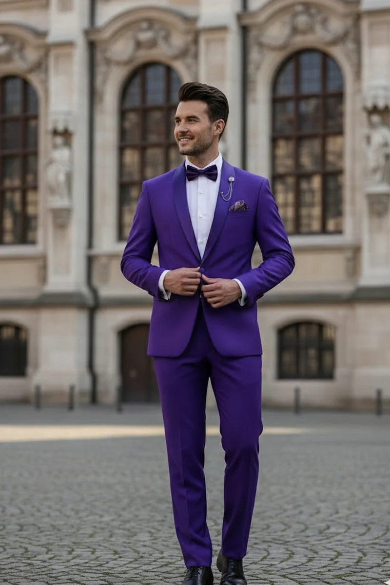 Royal Purple 1-Button Shawl Tuxedo