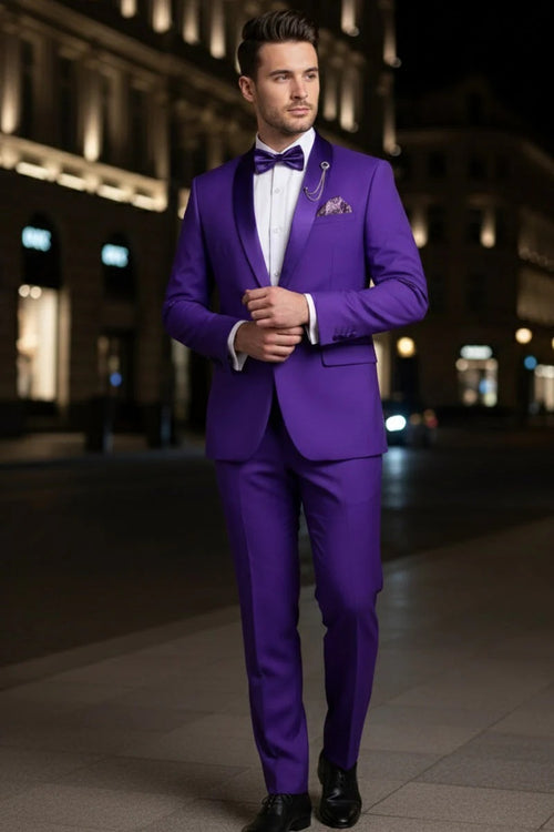 Royal Purple 1-Button Shawl Tuxedo