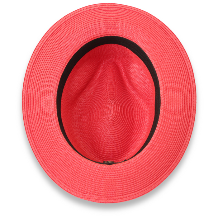 Tapa Crushable Straw Hat Fedora in Ruby by Ferrecci USA