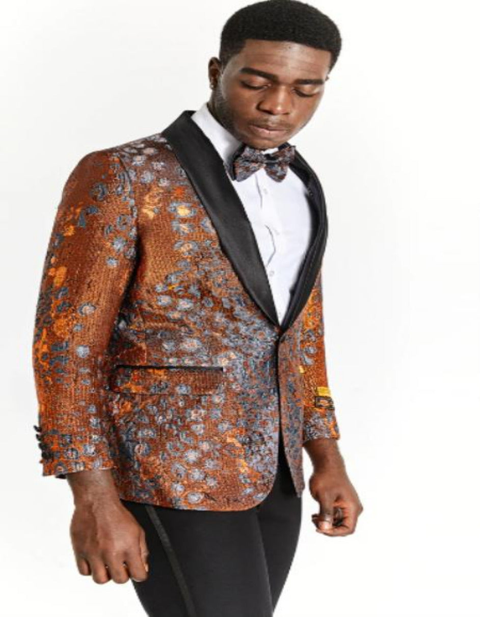 Mens One Button Rust Orange Tuxedo Blazer – SuitUSA