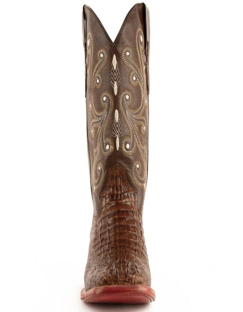 Men's Ferrini Caiman Crocodile Print Boots Handcrafted Rust Ferrini USA