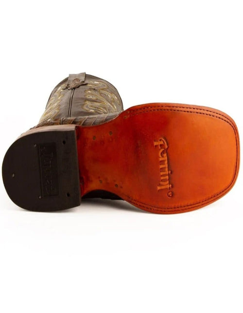 Men's Ferrini Caiman Crocodile Print Boots Handcrafted Rust Ferrini USA