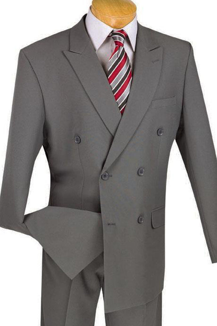 Mens Classic Wool Feel Double Breasted Glen Plaid Suit in Blue by Vinci