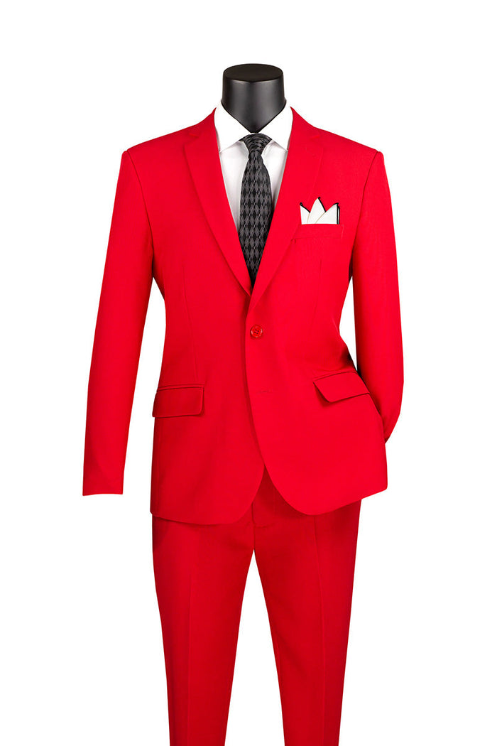 Olive Modern Fit 2 Piece Suit Textured Solid with Peak Lapel by Vinci