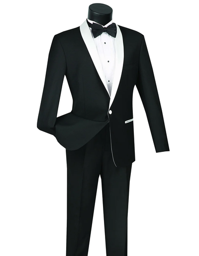 White Prom Suit - White Prom Tuxedo Suits - White Wedding  Contrast Tuxedo