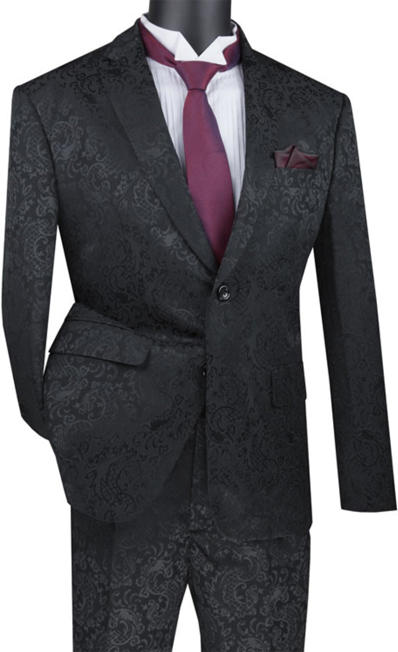 Slim Fit Shiny Sharkskin Men's 2 Piece Suit in Gray by Vinci