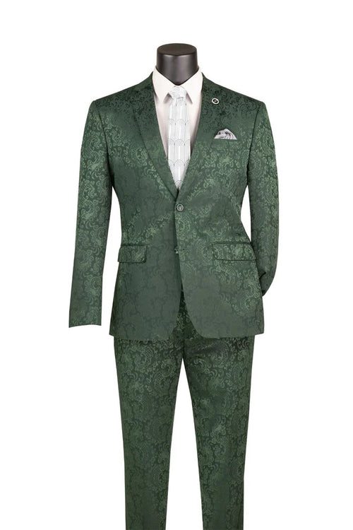Mens Tone-on-Tone Paisley Slim Fit 2-Piece Formal Suit