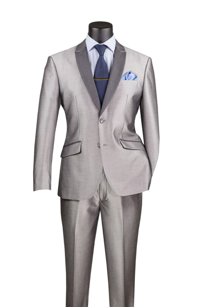 Slim Fit 2 Piece Suit Charcoal Glen Plaid Pattern Matching Pants by Vinci