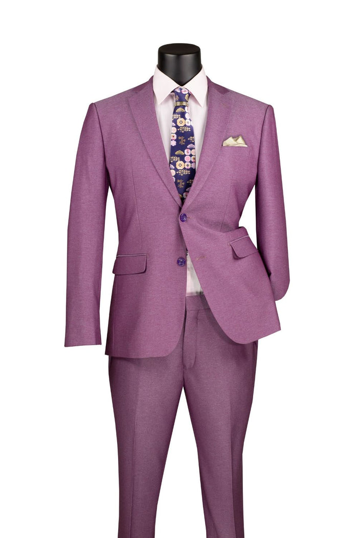 Ultra Slim Fit 2 Piece Suit Stretch Fabric in Solid Gray by Vinci