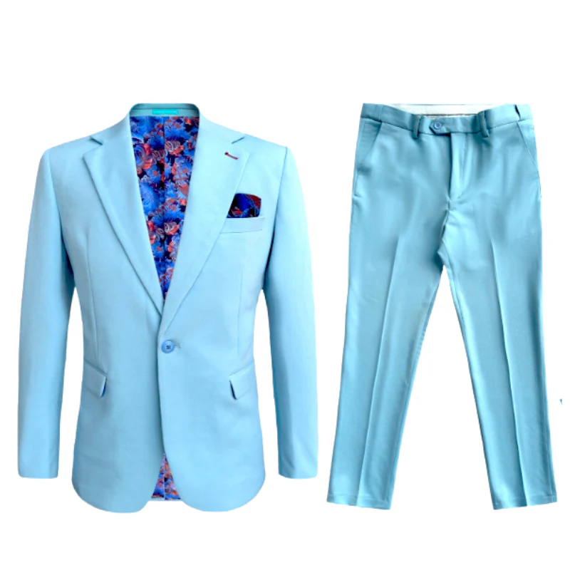 Cotton Suit - Summer Stretch Fabric - Mens Cotton-Stretch Fashion Suit Sky S9010 – SuitUSA
