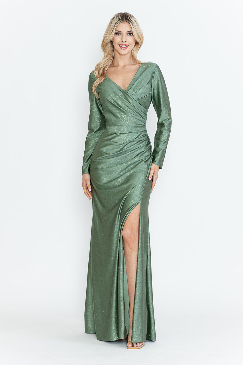 Mother Of The Bride Dress V-Neck Fitted Formal Gown By Lenovia 5323-New Collection