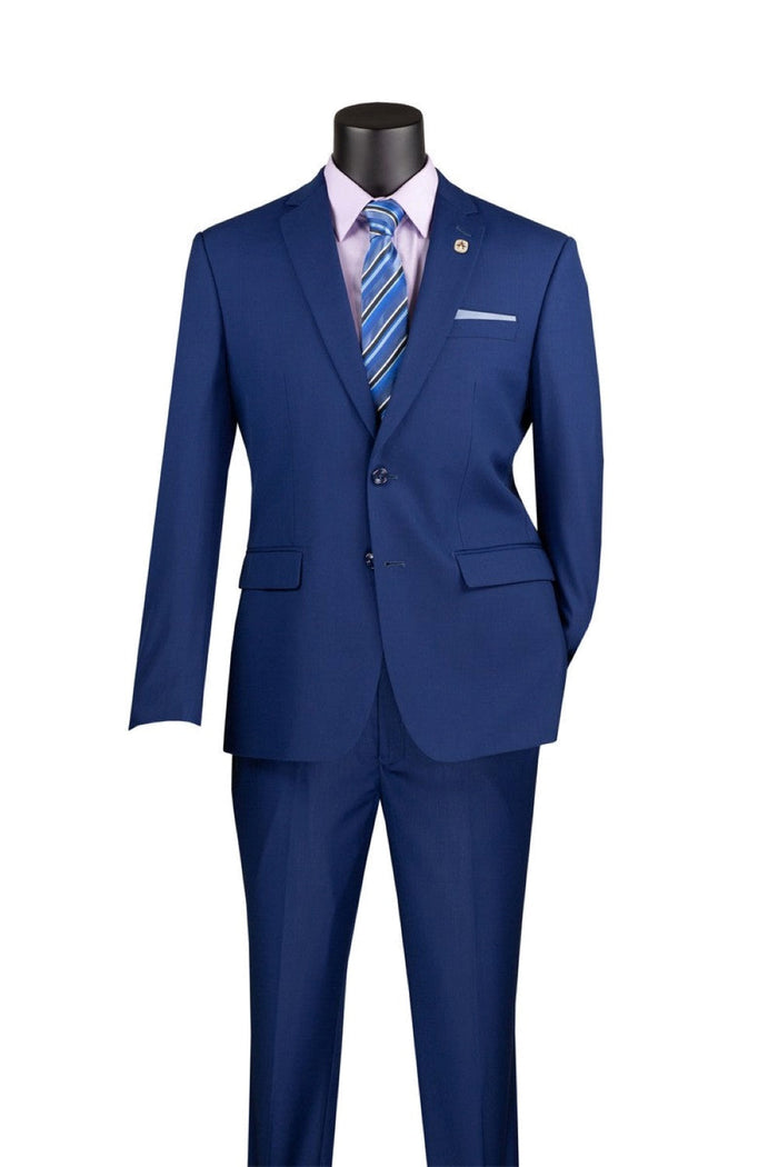 Men's Slim Fit 2 Piece Suit Single Breasted 2 Button Design Brown by Vinci