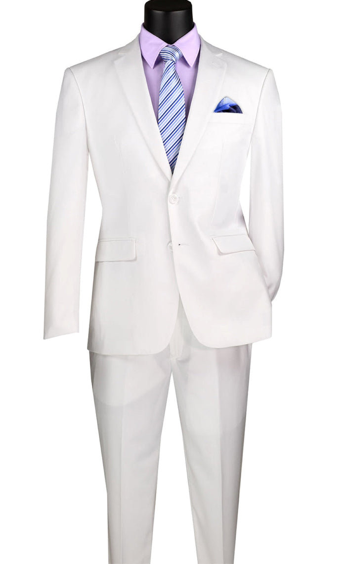 Slim Fit Tuxedo 3 Piece with Matching Bow Tie in Ecru by Vinci