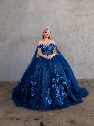 Off-Shoulder Quinceanera Dress Cape Sleeve Ball Gown by Calla SCL30014