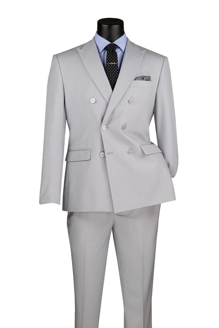 Peach Slim Fit Double Breasted 2 Piece Suit with Flexible Elastic Waistband by Vinci