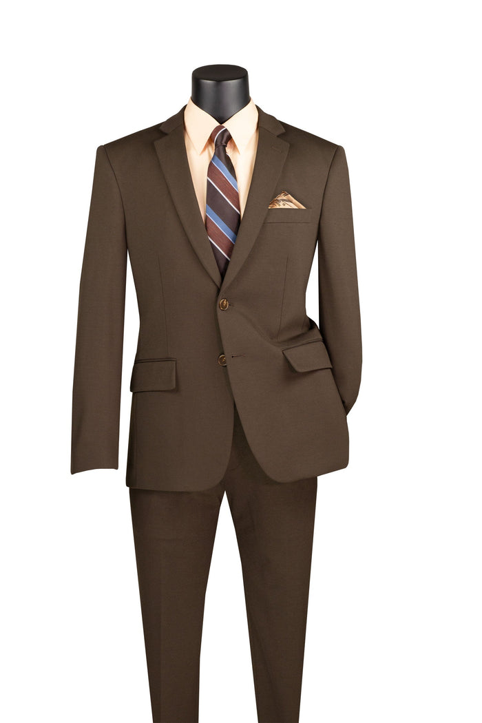 Slim Fit 2 Piece Suit Stretch Fabric Suit with Adjustable Waistband in Navy by Vinci