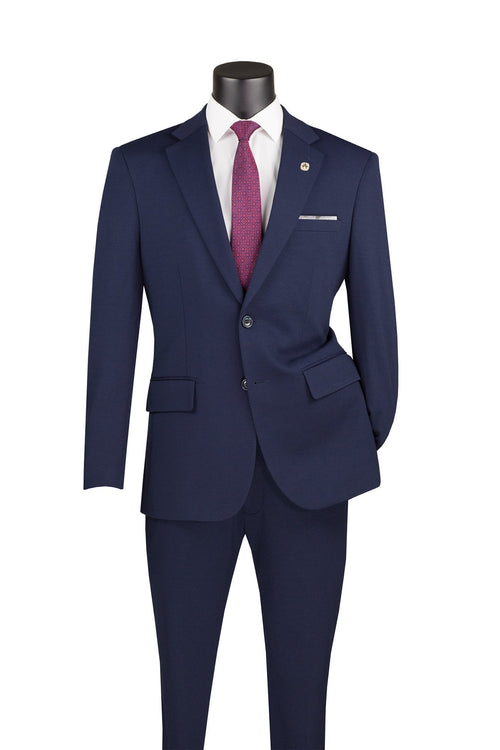 Slim Fit Business Men's Suit 3 Piece 2 Button in Twilight Blue by Vinci