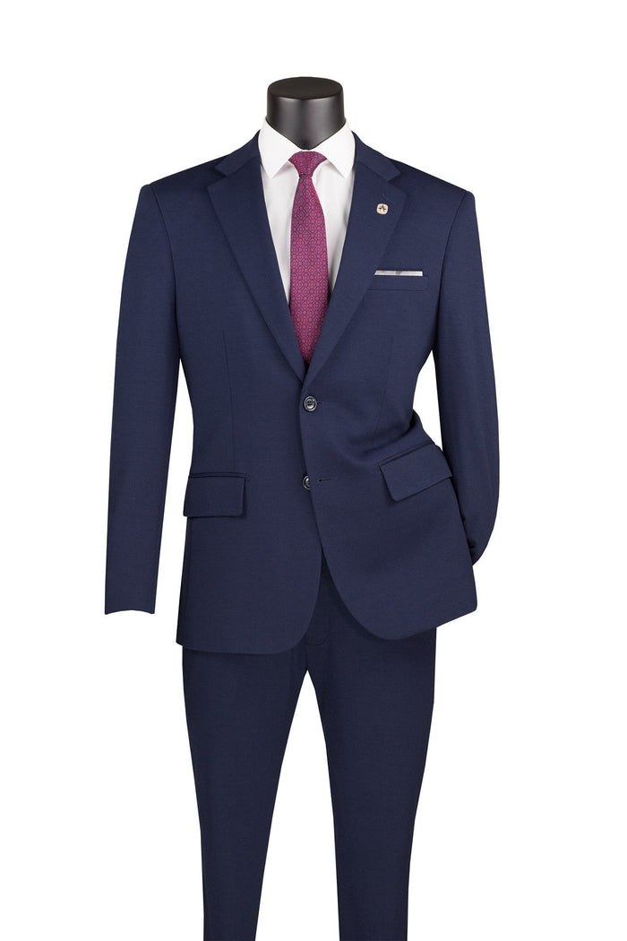Slim Fit Business Men's Suit 3 Piece 2 Button in Twilight Blue by Vinci