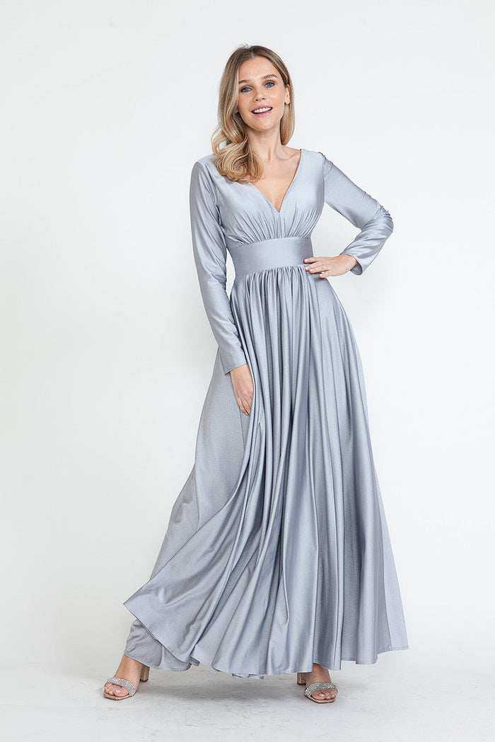 Mother Of The Bride Dress Stretchy Long Sleeve Formal Gown