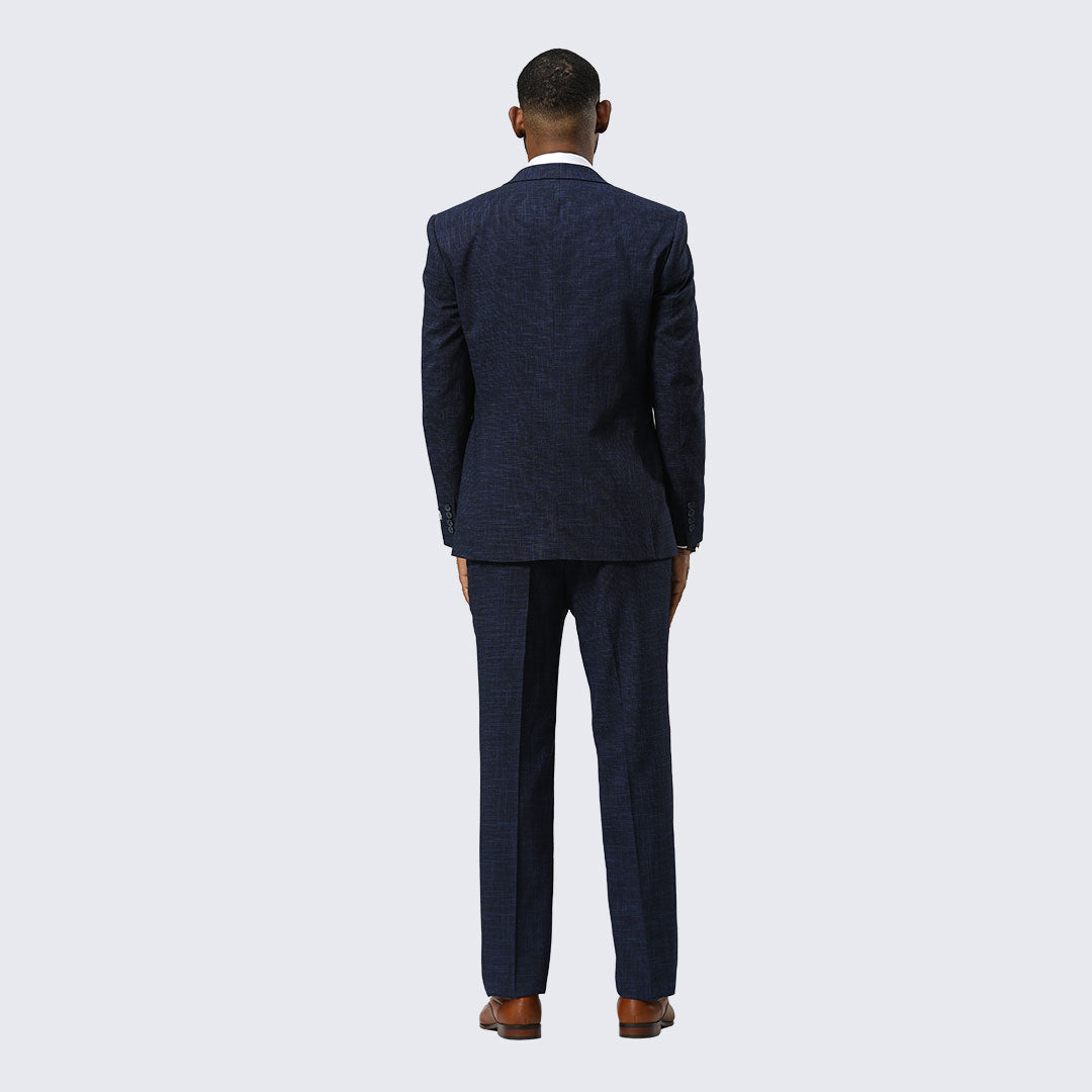 Navy Canvas Print Three Piece Suit By Stacy Adams - Wedding - Prom