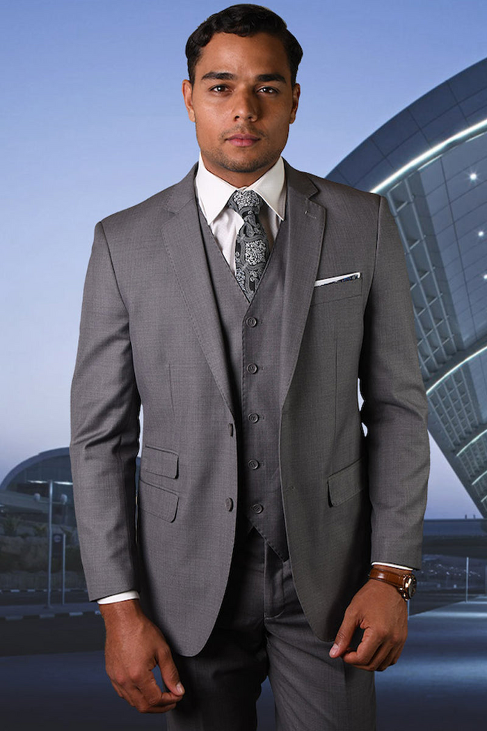 Men's Modern Grey Wool Suit by Statement Suits
